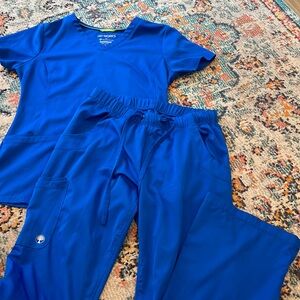 Royal Blue Healing Hands Scrub Set